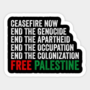 Ceasefire Now - End the Genocide Free Plaestine Sticker